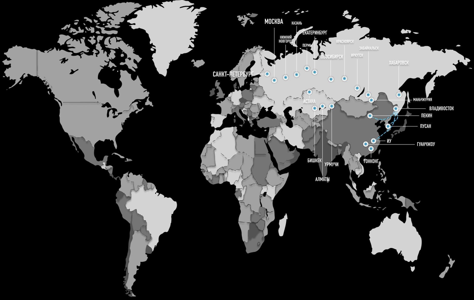 world map with ship routes